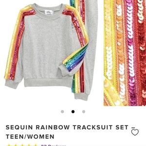 Gray Sequin Rainbow Kids Top Lola + The Boys Tracksuit WOMENS/TEEN SIZE LARGE